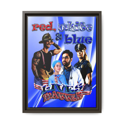rw&b lives matter - framed canvas art (blue-white wave)