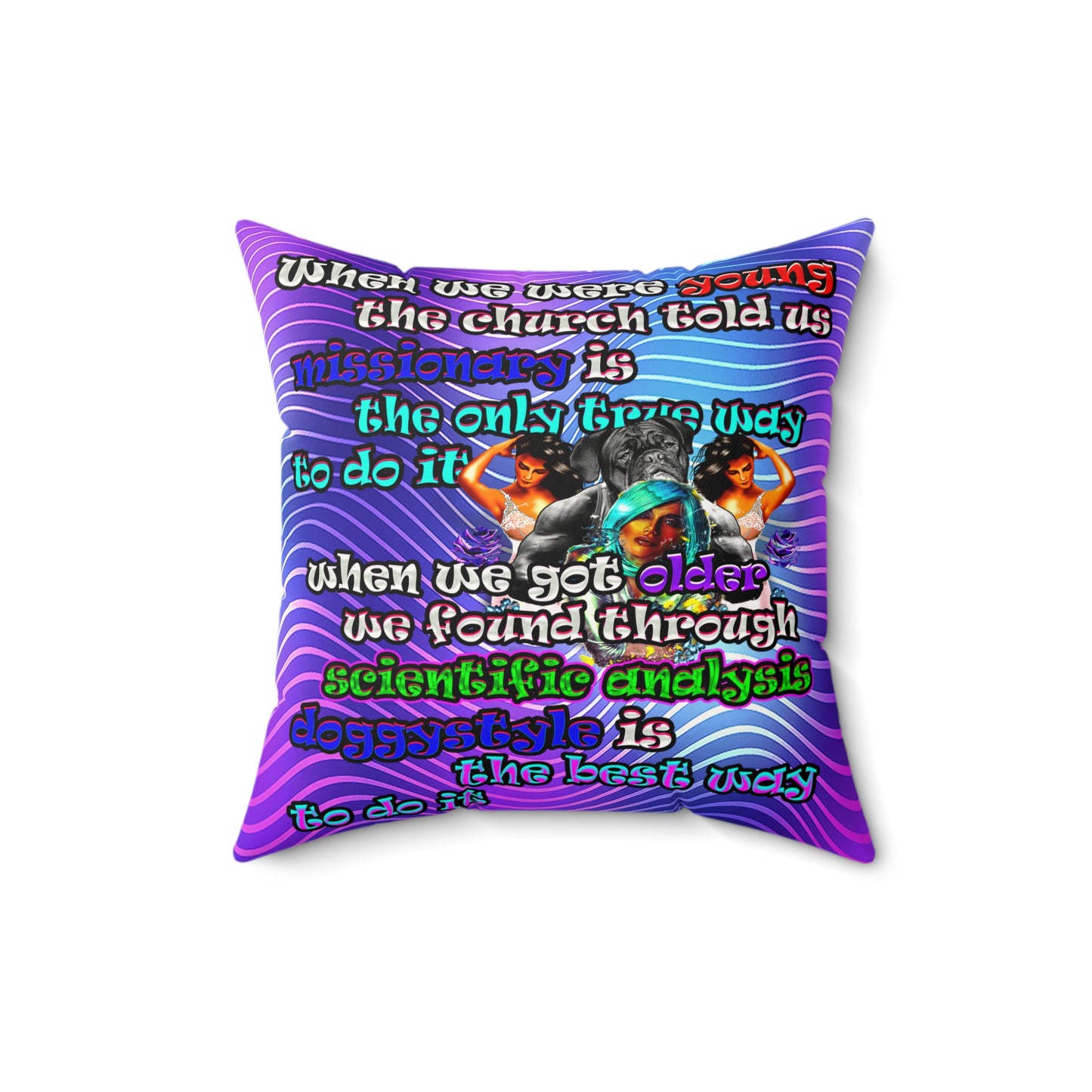 doggystyle - Faux Suede Square Pillow - (purple wave)