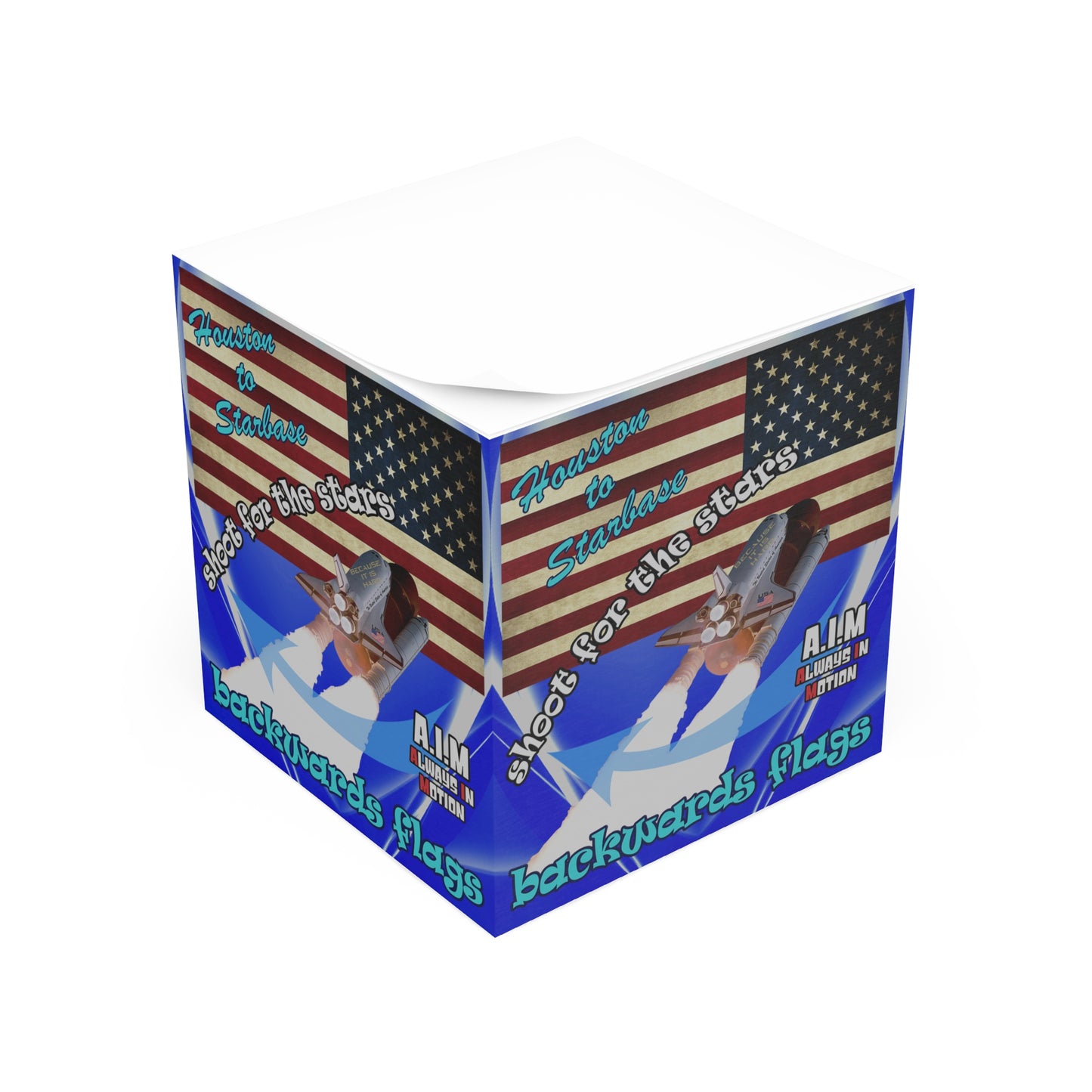 shoot for the stars - note cube (blue-white wave)