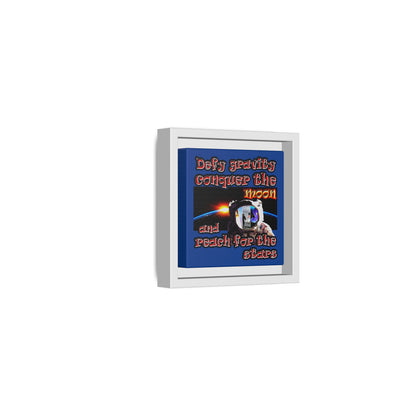defy conquer reach - framed canvas art (dark blue)