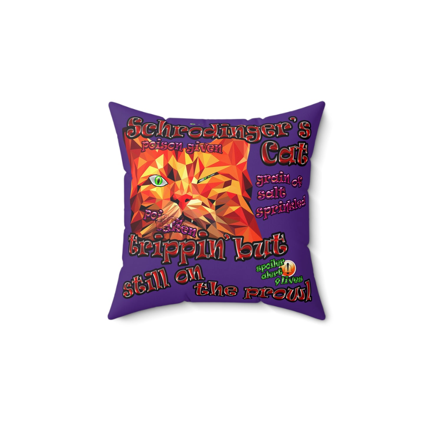 schrodinger's cat - Spun Polyester Square Pillow - (purple)