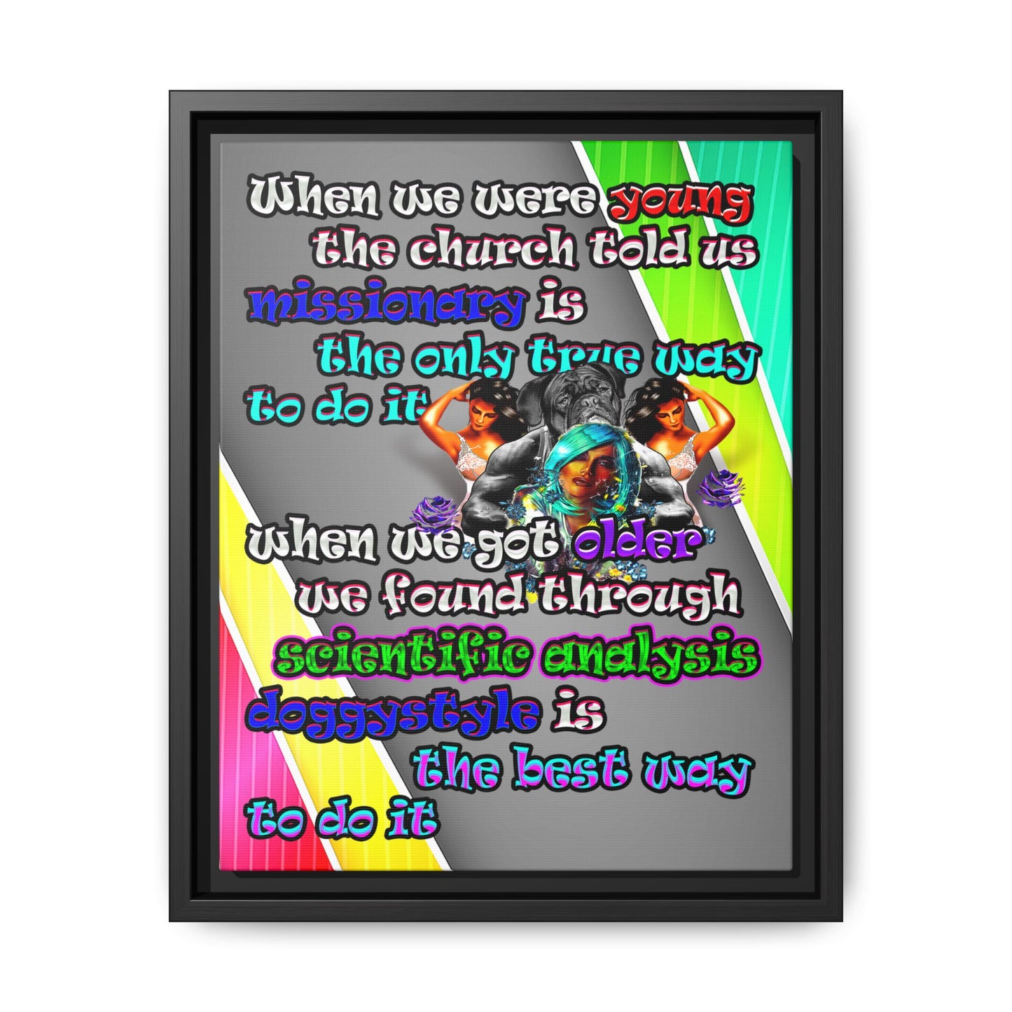 doggystyle - framed canvas art (rainbow split)
