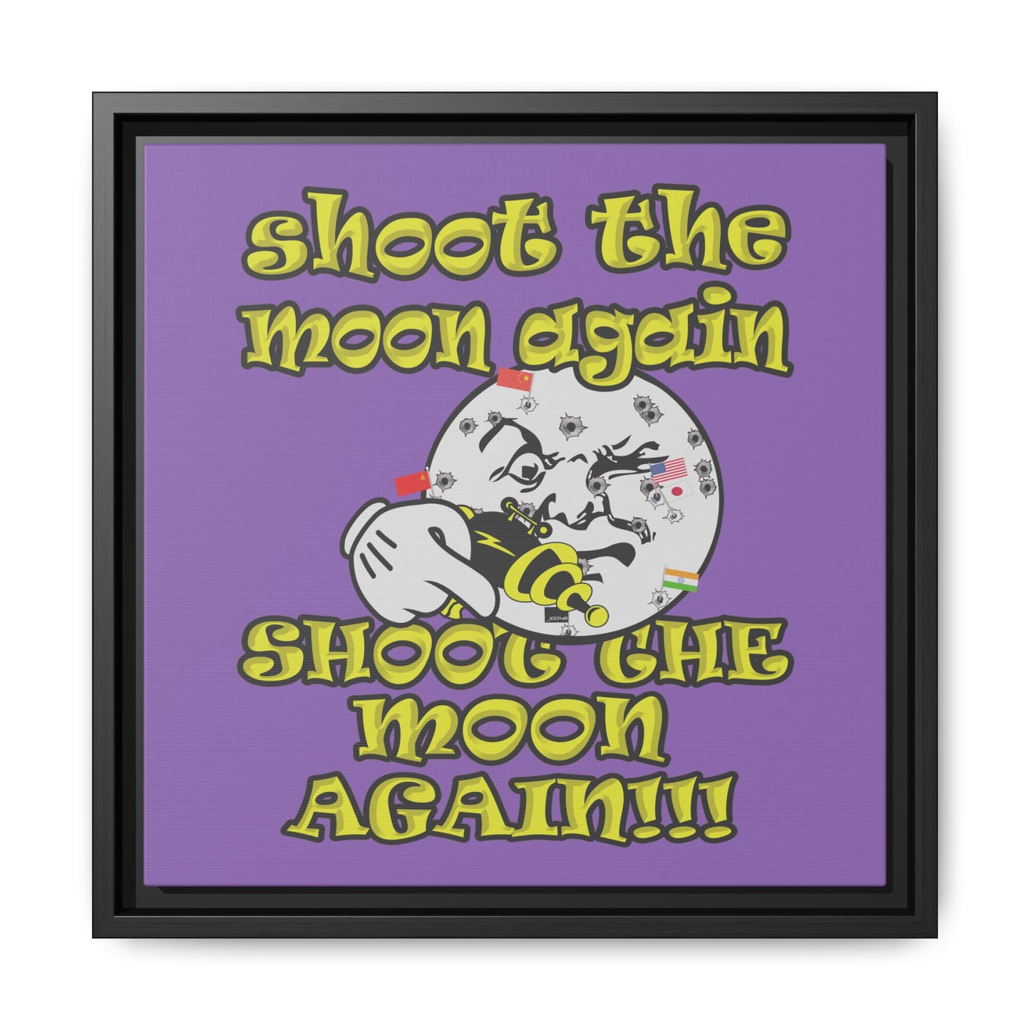 shoot the moon again - framed canvas art (light purple)