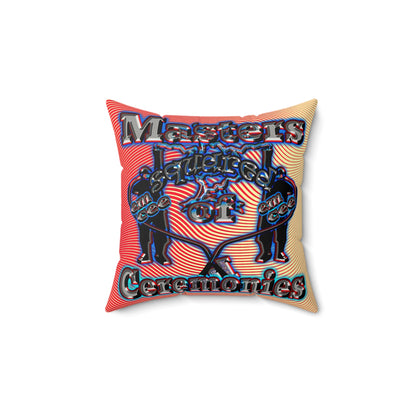 em cee squared - Faux Suede Square Pillow - (yellow-orange wave)