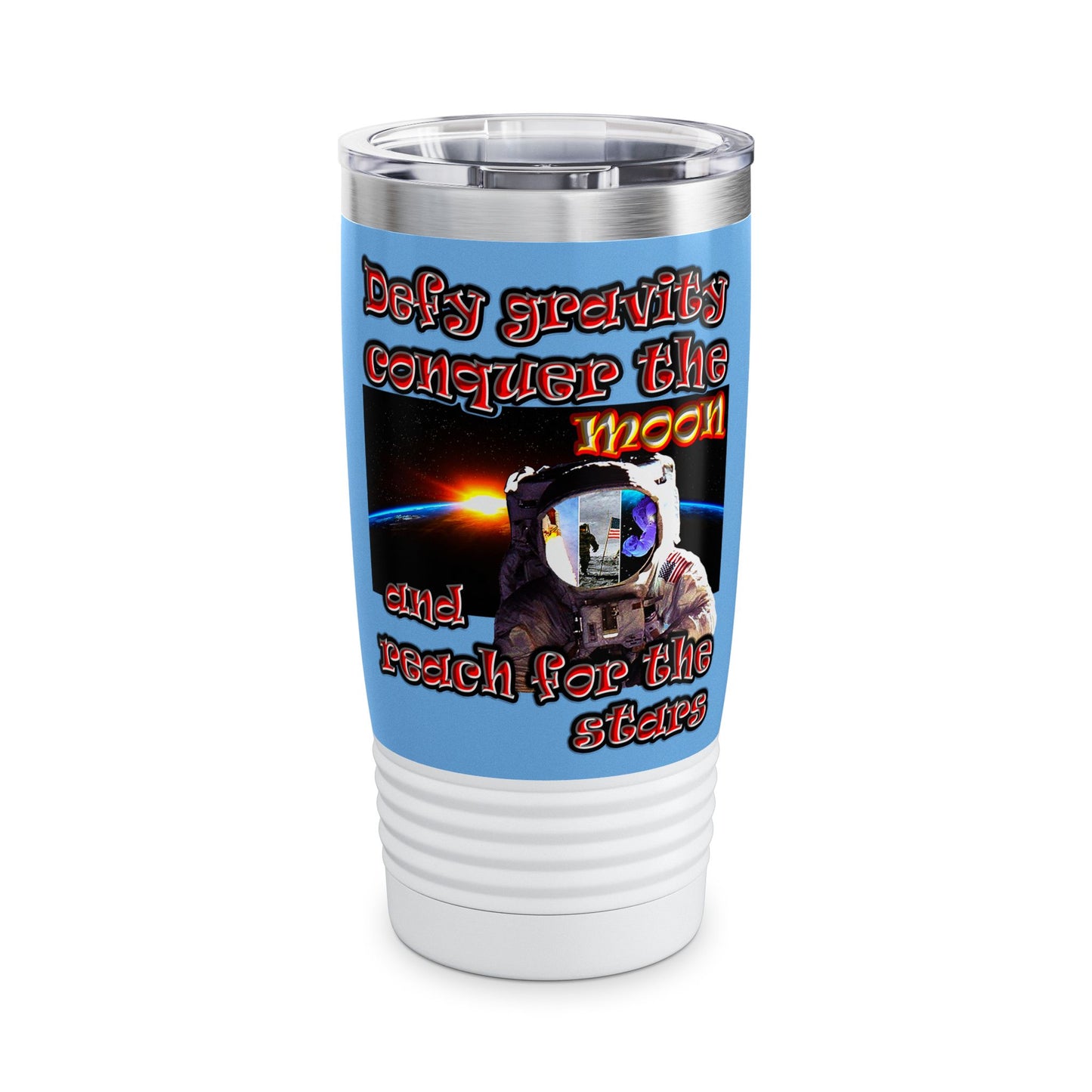 defy conquer reach - Ringneck Tumbler, 20oz (light blue)