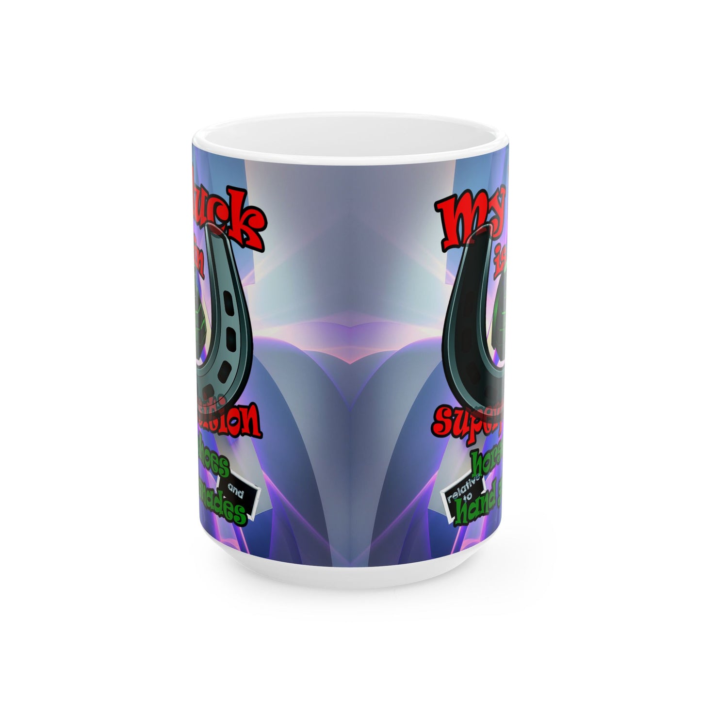 my luck - White Mug (grey-pink wave)