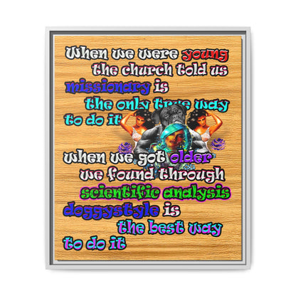 doggystyle - framed canvas art (butterscotch wood finish)
