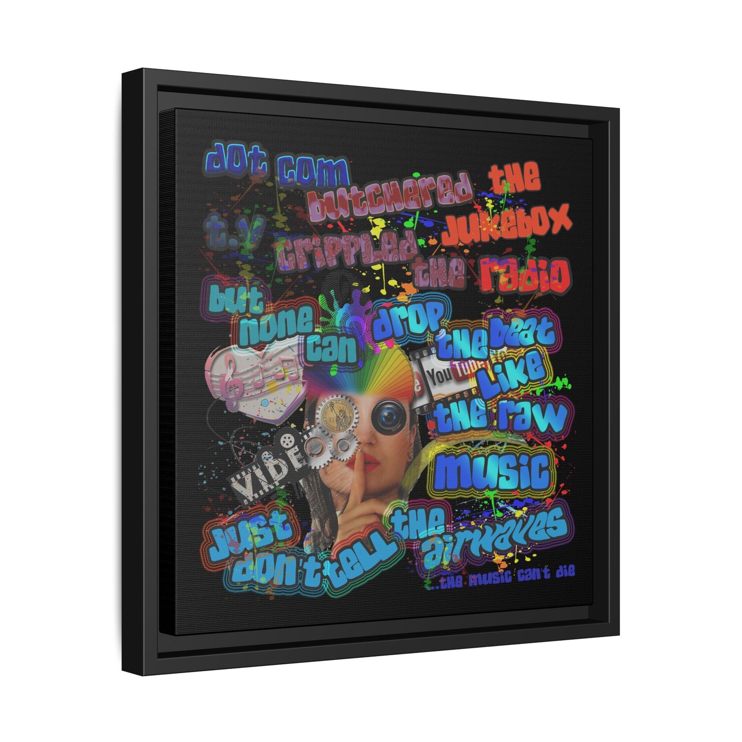 drop the beat - framed canvas art (black)