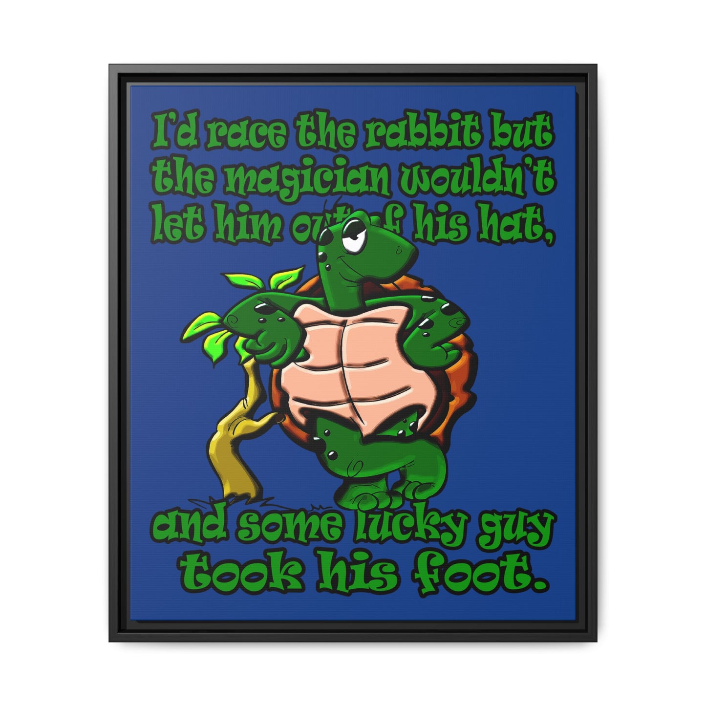 turtle race - framed canvas art (dark blue)