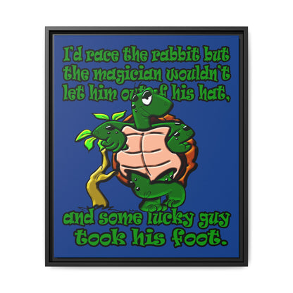 turtle race - framed canvas art (dark blue)