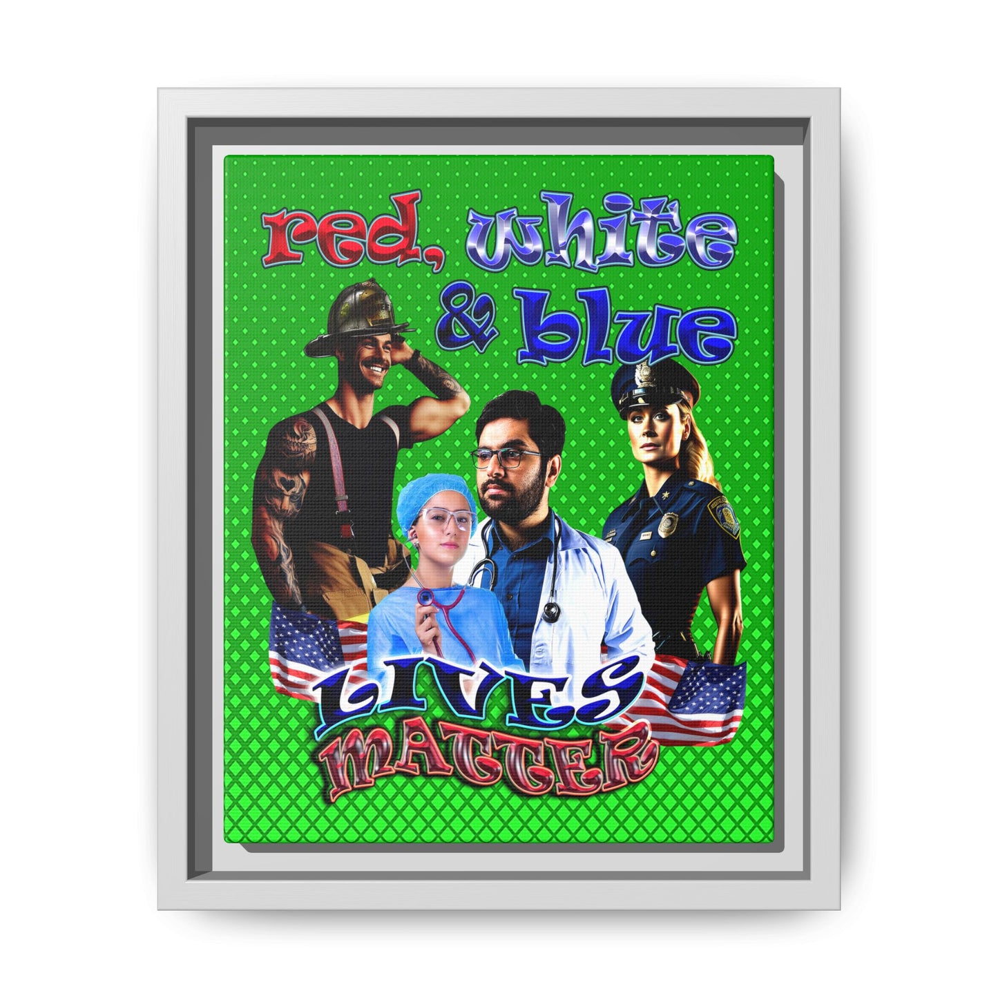 rw&b lives matter - framed canvas art (logo green)