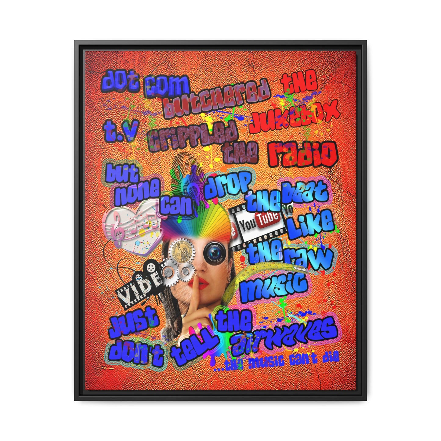 drop the beat - framed canvas art (burnt orange)