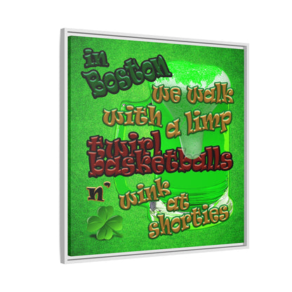 celtics logo - framed canvas art (green turf)