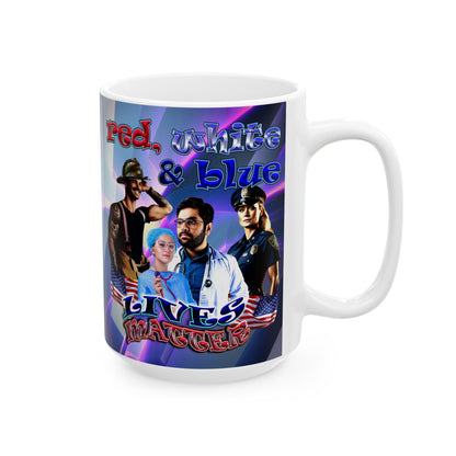 rw&b lives matter - White Mug (grey-pink wave)
