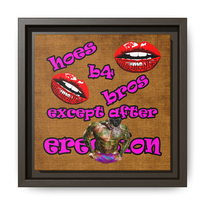hoes b4 bros - framed canvas art (brown papyrus)