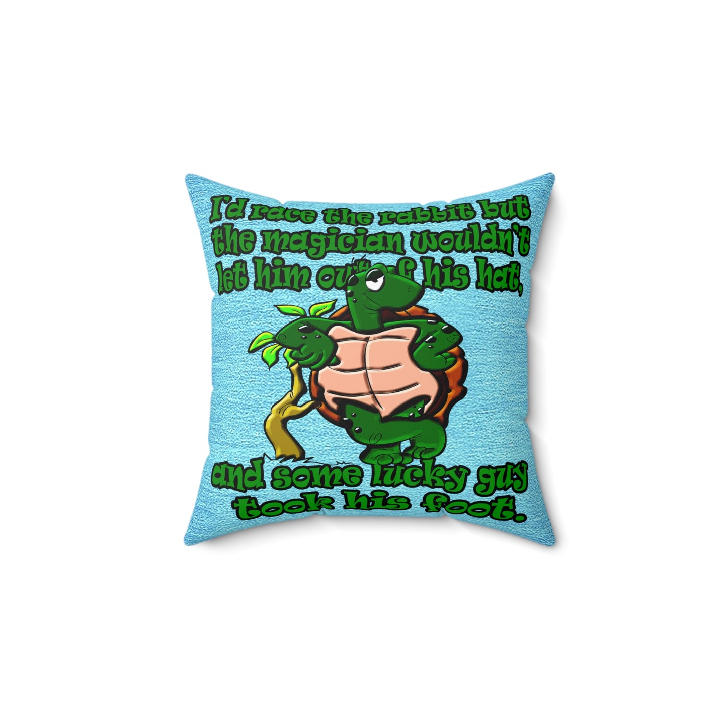 turtle race - Spun Polyester Square Pillow - (faded dark blue)