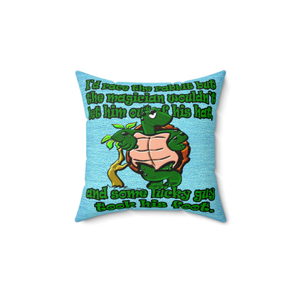turtle race - Spun Polyester Square Pillow - (faded dark blue)