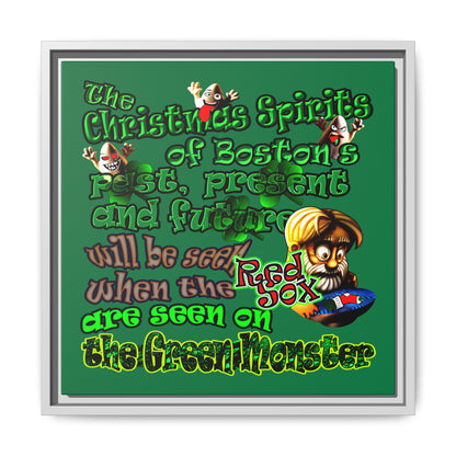 christmas spirits of boston - framed canvas art (dark green)