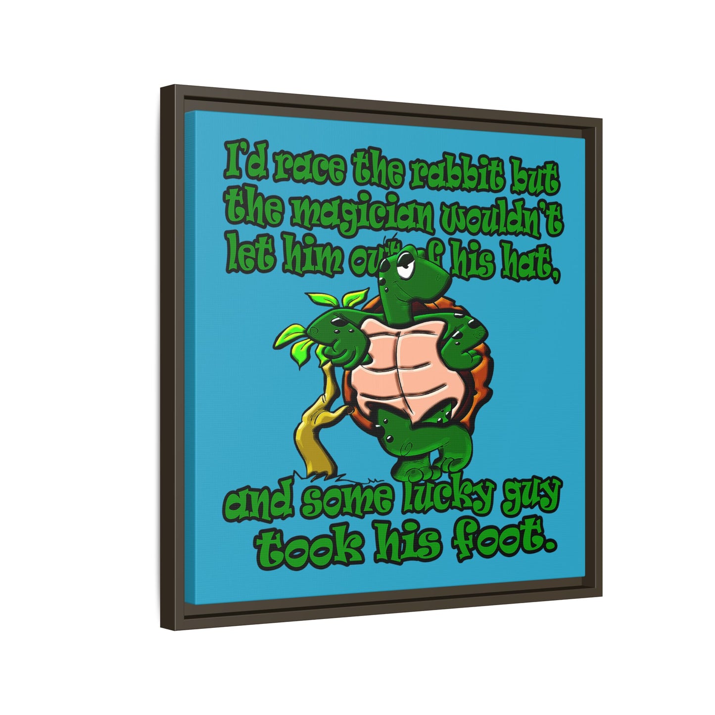 turtle race - framed canvas art (turquoise)