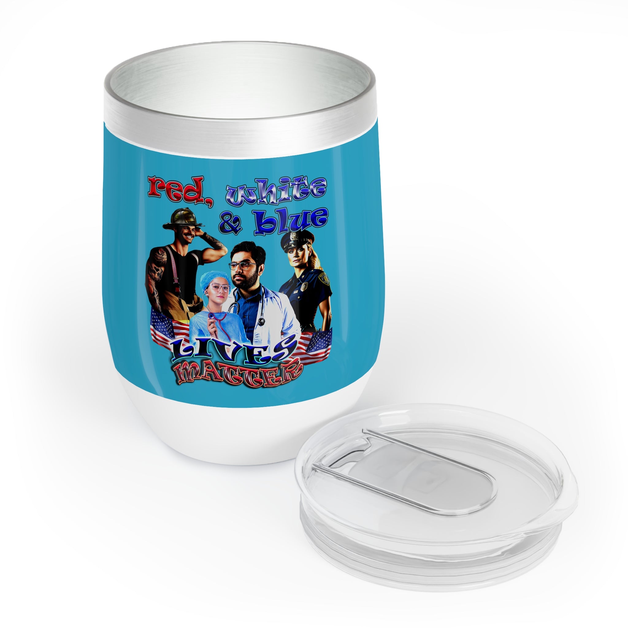 rw&b lives matter - Chill Wine Tumbler (turquoise)