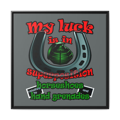 my luck - framed canvas art (dark grey)