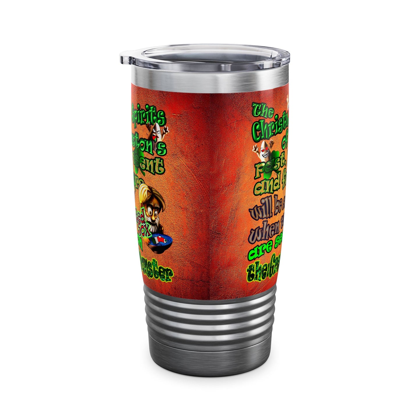 christmas spirits of boston - Ringneck Tumbler, 20oz (burnt orange)