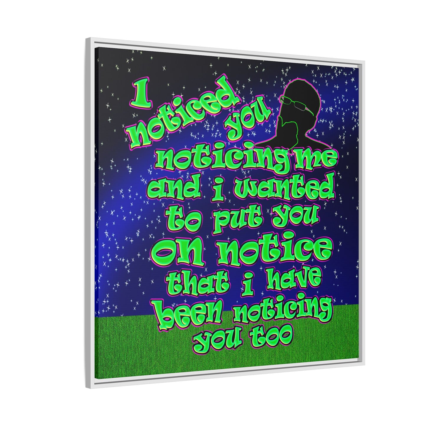 noticed you noticing - framed canvas art ('snoops' background)