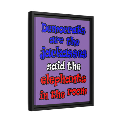 donkeys and elephants - framed canvas art (light purple)