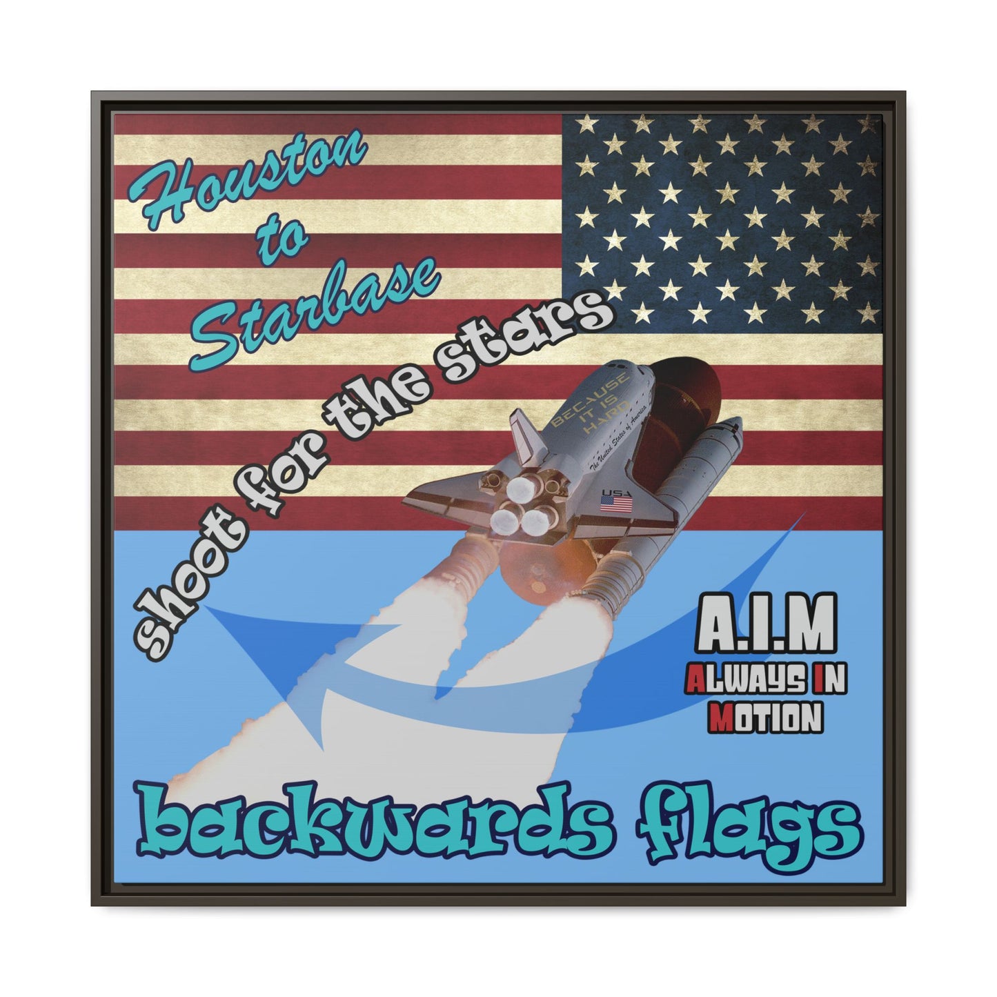 shoot for the stars - framed canvas art (light blue)