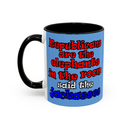 donkeys and elephants - Accent Mug (light blue)