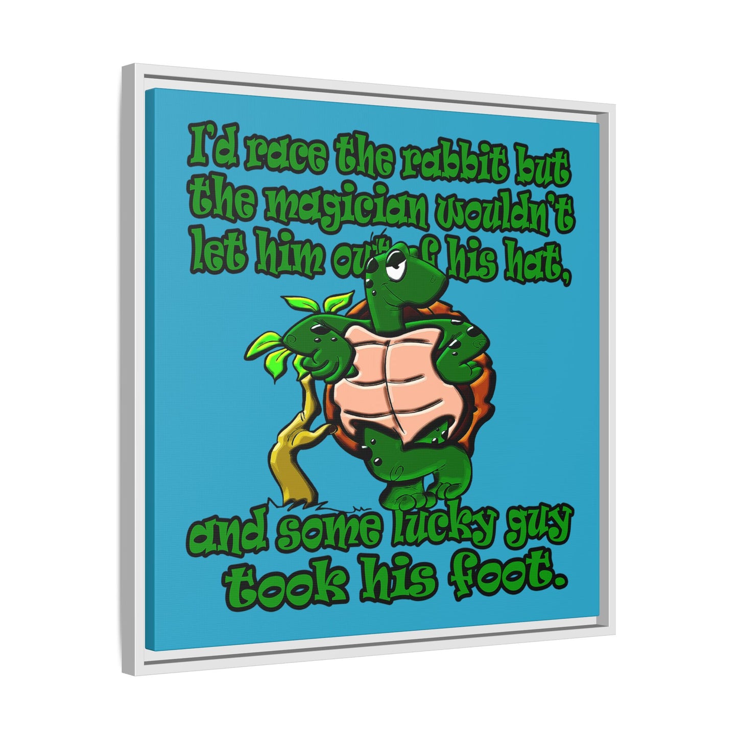 turtle race - framed canvas art (turquoise)