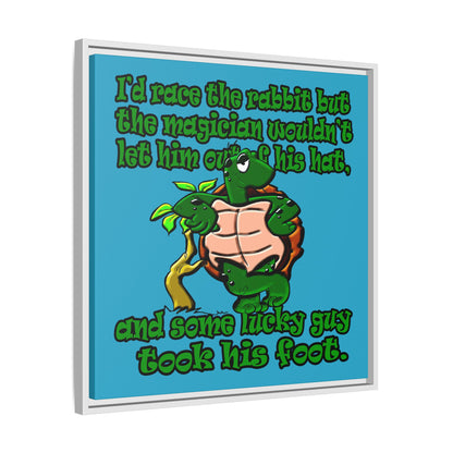 turtle race - framed canvas art (turquoise)