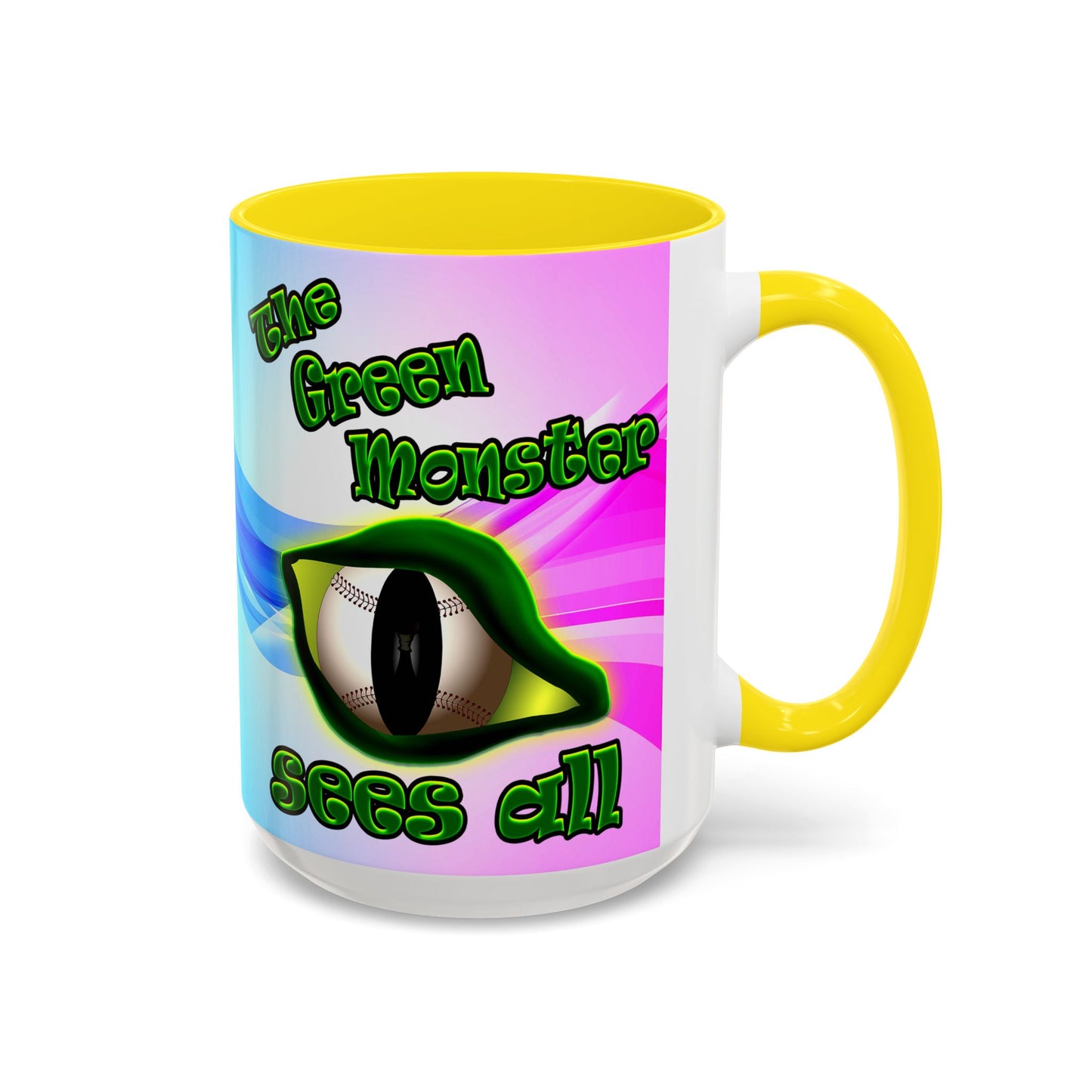 green monster - Accent Mug (light blue-pink wave)