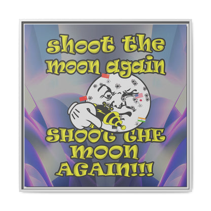 shoot the moon again - framed canvas art (grey-pink wave)