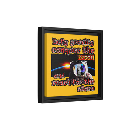 defy conquer reach - framed canvas art (yellow)