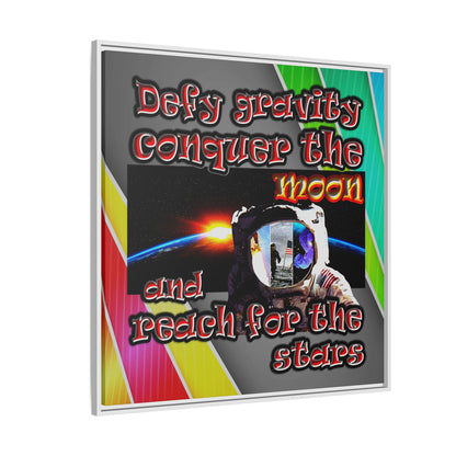 defy conquer reach - framed canvas art (rainbow split)