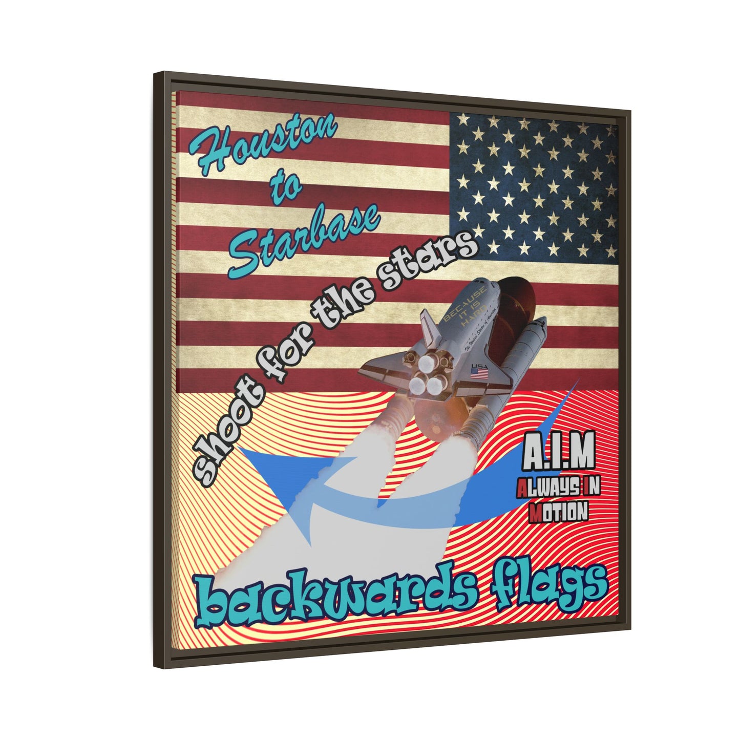 shoot for the stars - framed canvas art (yellow-orange wave)
