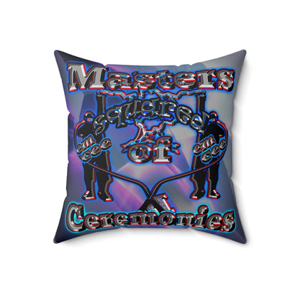 em cee squared - Spun Polyester Square Pillow - (grey-pink wave)