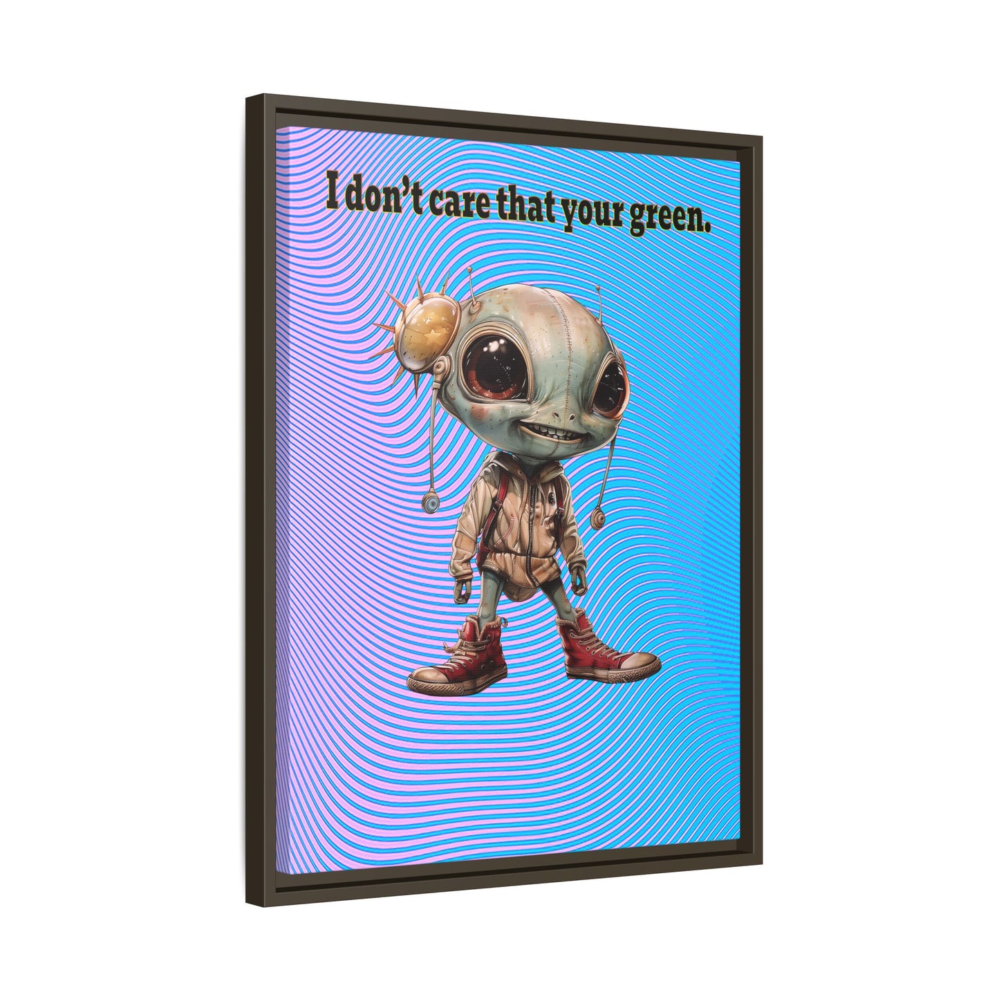 I don't care that your green - framed canvas art (light blue-purple wave)
