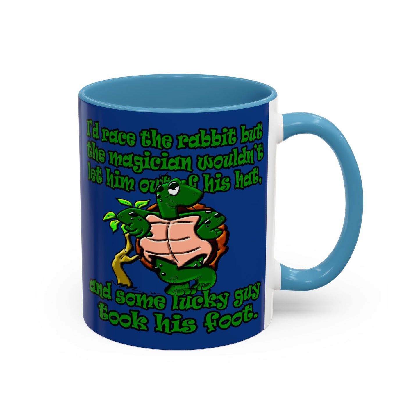 turtle race - Accent Mug (dark blue)