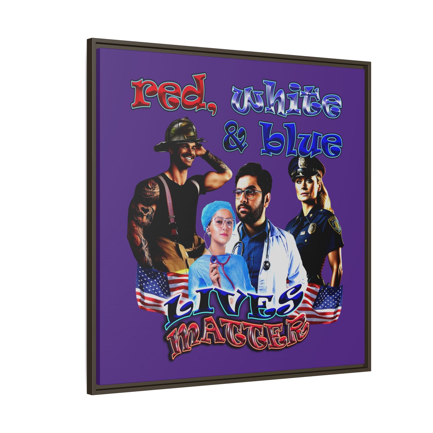 rw&b lives matter - framed canvas art (purple)