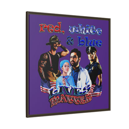 rw&b lives matter - framed canvas art (purple)