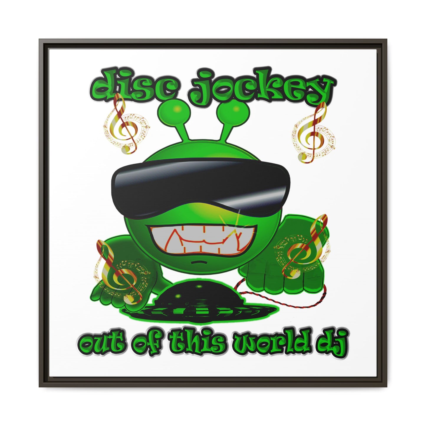 disc jockey - framed canvas art (white)