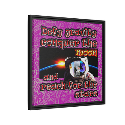 defy conquer reach - framed canvas art (pink swirl)