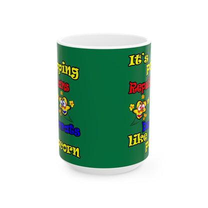 popping like popcorn - White Mug (dark green)
