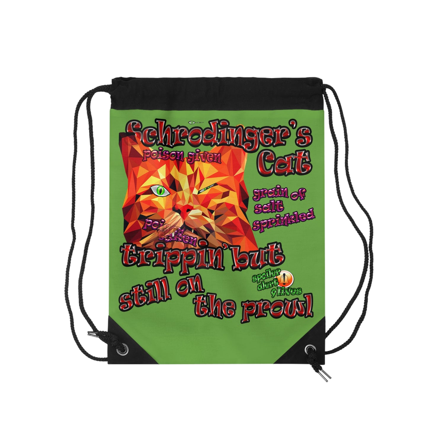 schrodinger's cat - Drawstring Bag (green)
