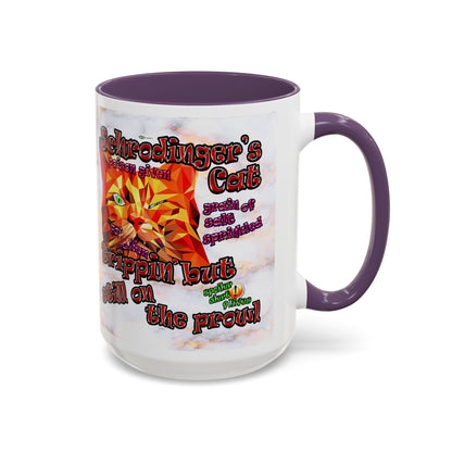 schrodinger's cat - Accent Mug (white marble)