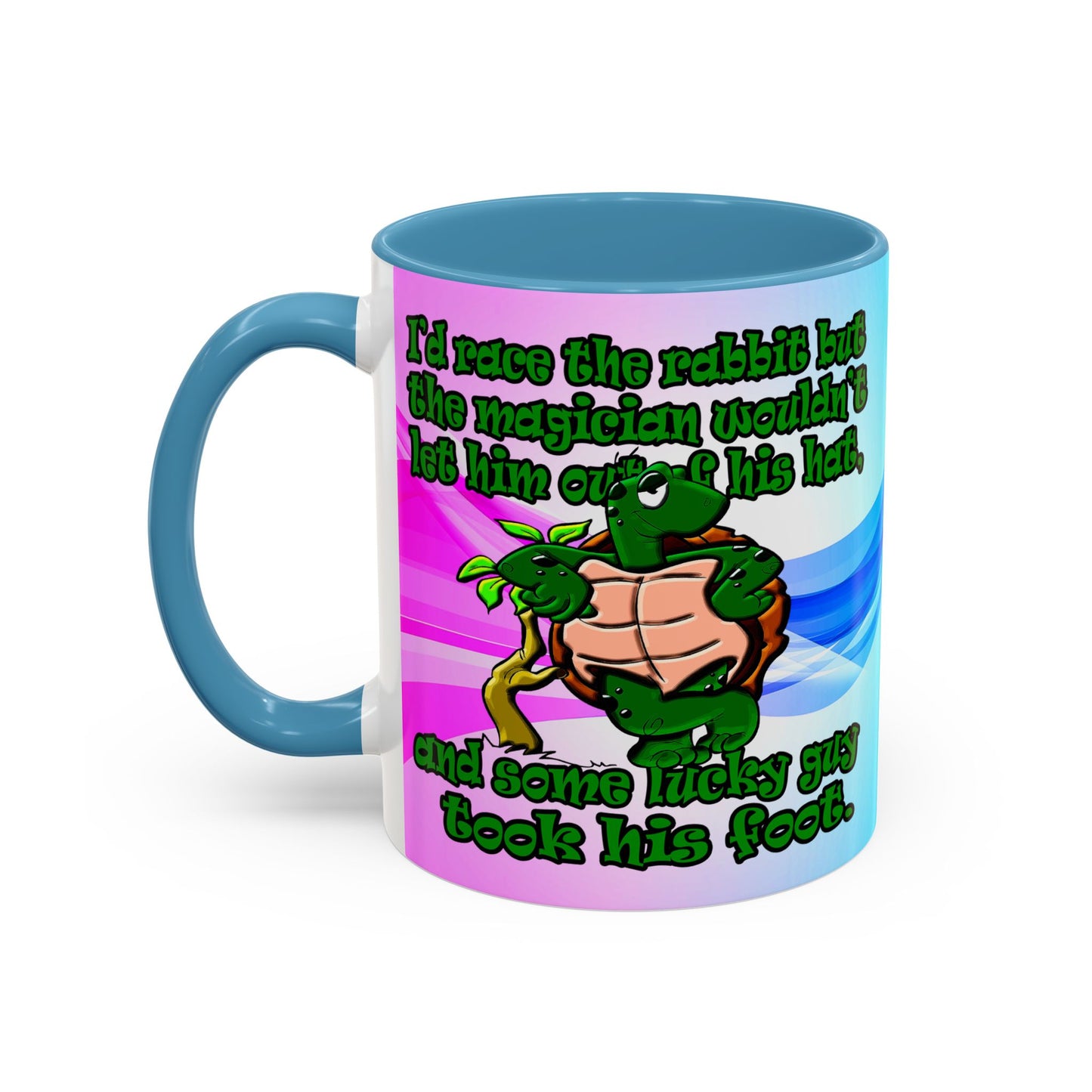 turtle race - Accent Mug (light blue-pink wave)