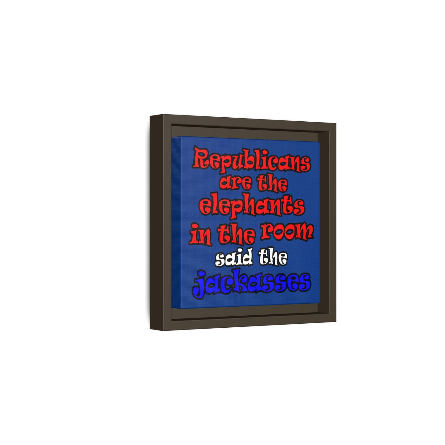 donkeys and elephants - framed canvas art (dark blue)