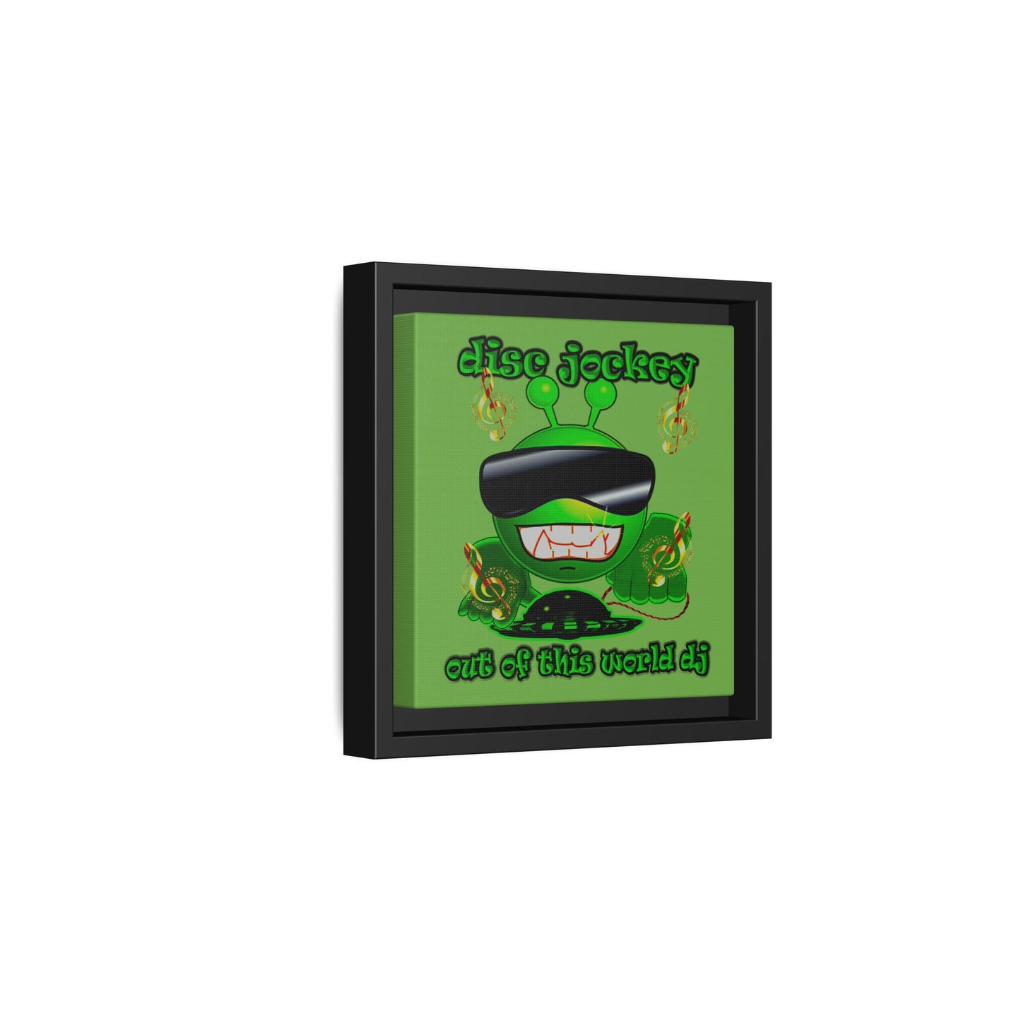 disc jockey - framed canvas art (green)
